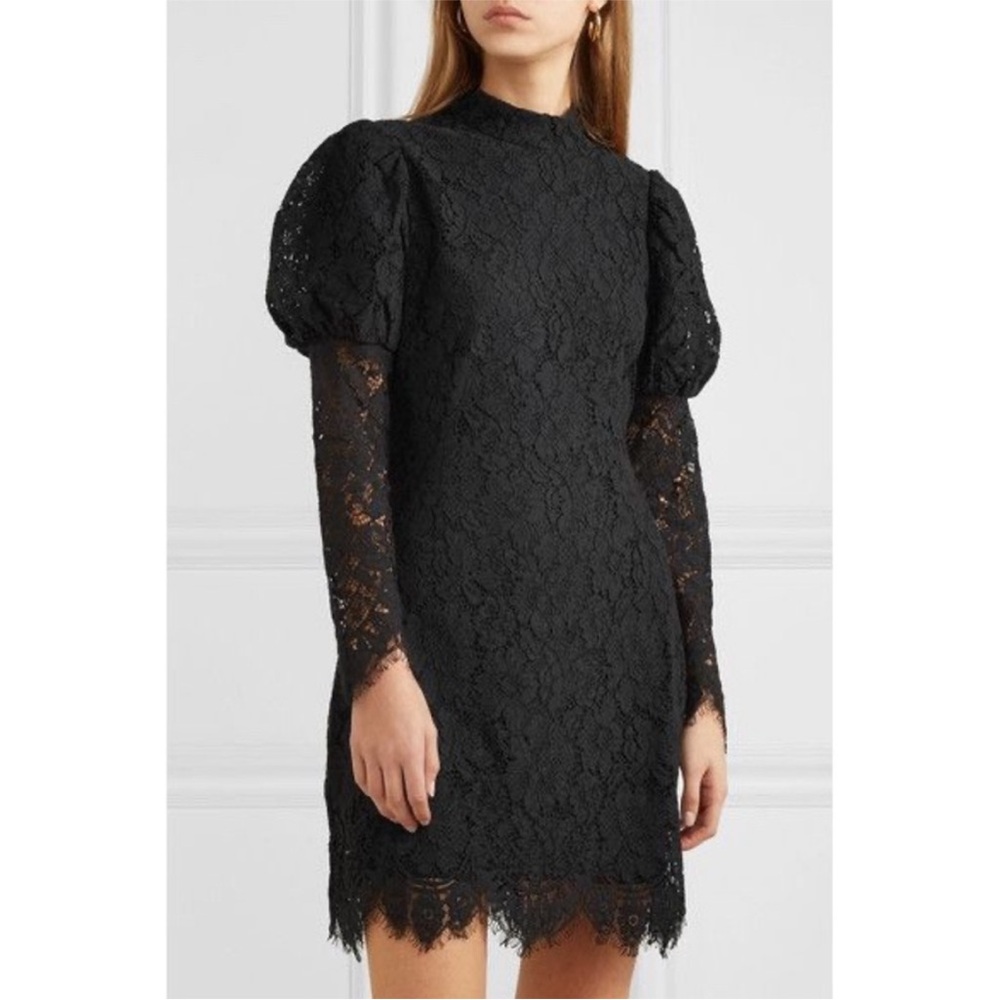 Ganni Everdale Romantic Black Lace Mini Dress Size 36 USA 4 (S) - Picture 8 of 17